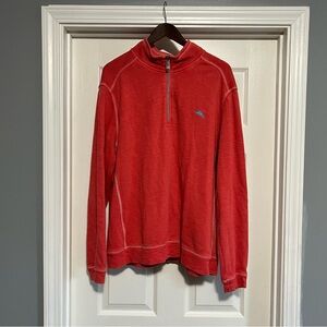 Tommy Bahama Tobago Bay 1/4 Zip Mens‎ Pullover  Sweatshirt Sz XL Coral/ Orange